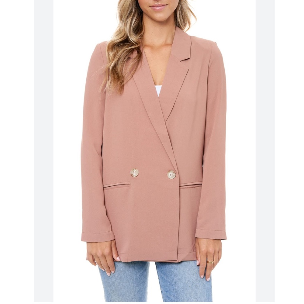 Elodie Women's Blazer in Dusty Rose Blush Tan Size Large